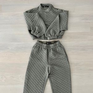 Zara Quilted Co-ord Set (Quilted Top Gold Buttons + High Waisted Pants)